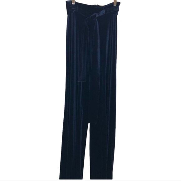 Misa Los Angeles Aliya Velvet Pant Wide Leg Full Length Date Trip Blue XS NWOT - Picture 3 of 12